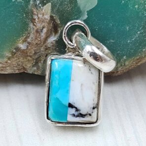 White Buffalo Mohave Turquoise 0.5" 925 Sterling Silver Pendant (REXT115-219)