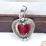 Red Rose Dahlia Turquoise 0.75" 925 Sterling Silver Pendant (REXT115-3)