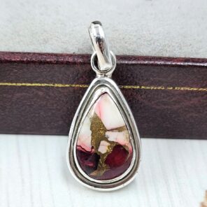 Red Rose Dahlia Turquoise 0.75" 925 Sterling Silver Pendant (REXT115-4)