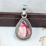 Red Rose Dahlia Turquoise 1" 925 Sterling Silver Pendant (REXT115-10)
