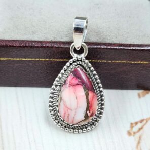 Red Rose Dahlia Turquoise 1" 925 Sterling Silver Pendant (REXT115-10)