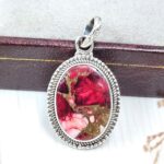 Red Rose Dahlia Turquoise 1" 925 Sterling Silver Pendant (REXT115-11)