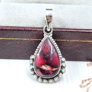 Red Rose Dahlia Turquoise 1" 925 Sterling Silver Pendant (REXT115-13)