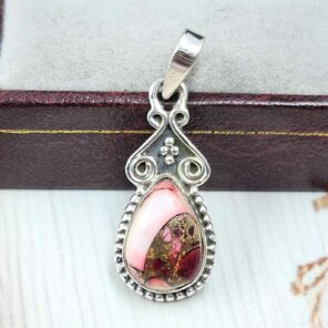 Red Rose Dahlia Turquoise 1" 925 Sterling Silver Pendant (REXT115-17)