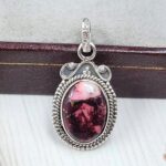 Red Rose Dahlia Turquoise 1" 925 Sterling Silver Pendant (REXT115-84)