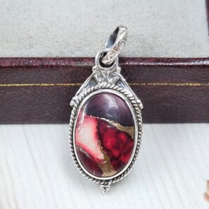 Red Rose Dahlia Turquoise 1" 925 Sterling Silver Pendant (REXT115-87)