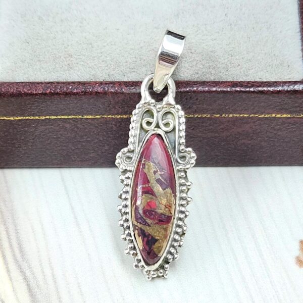 Red Rose Dahlia Turquoise 1.25" 925 Sterling Silver Pendant (REXT115-88)