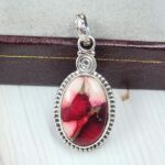 Red Rose Dahlia Turquoise 1" 925 Sterling Silver Pendant (REXT115-90)
