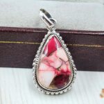Red Rose Dahlia Turquoise 1" 925 Sterling Silver Pendant (REXT115-94)