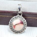 Red Rose Dahlia Turquoise 0.75" 925 Sterling Silver Pendant (REXT115-99)