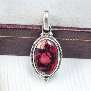 Red Rose Dahlia Turquoise 1" 925 Sterling Silver Pendant (REXT115-103)
