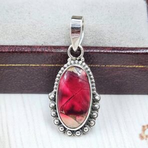 Red Rose Dahlia Turquoise 1" 925 Sterling Silver Pendant (REXT115-104)