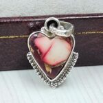 Red Rose Dahlia Turquoise 0.75" 925 Sterling Silver Pendant (REXT115-106)