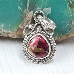 Red Rose Dahlia Turquoise 0.75" 925 Sterling Silver Pendant (REXT115-112)