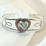 Cotton Candy Turquoise 925 Sterling Silver Bangle (RS48-33)