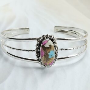 Cotton Candy Turquoise 925 Sterling Silver Bangle (RS48-29)
