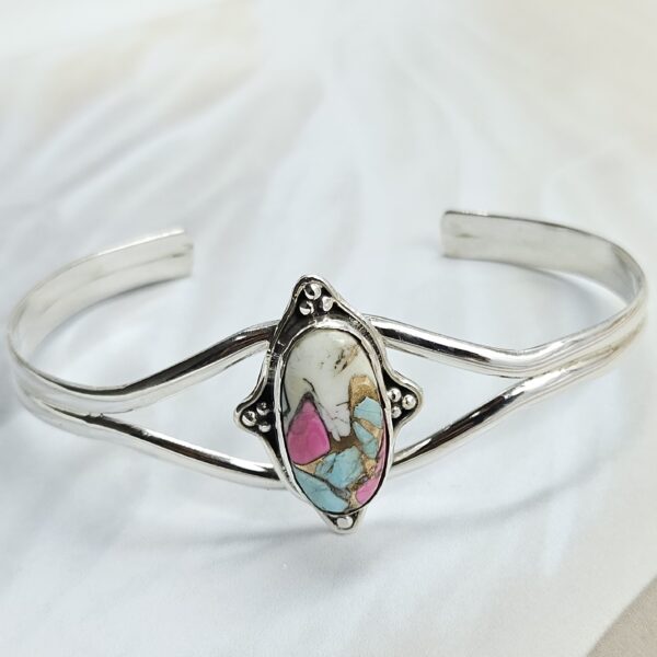 Cotton Candy Turquoise 925 Sterling Silver Bangle (RS48-28)