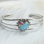 Cotton Candy Turquoise 925 Sterling Silver Bangle (RS48-39)
