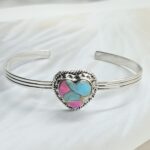 Cotton Candy Turquoise 925 Sterling Silver Bangle (RS48-38)