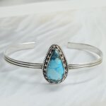 Peacock Dahlia Turquoise 925 Sterling Silver Bangle (RS48-67)