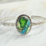 Peacock Dahlia Turquoise 925 Sterling Silver Bangle (RS48-56)