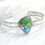 Peacock Dahlia Turquoise 925 Sterling Silver Bangle (RS48-60)