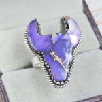 Bull Head Carved Purple Mohave Turquoise 925 Sterling Silver Ring  (RS113-448)