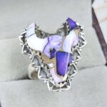 Bull Head Carved Purple Mohave Turquoise 925 Sterling Silver Ring  (RS113-446)