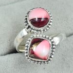 Red Rose Dahlia Turquoise 925 Sterling Silver ADJ Bypass Ring (REXT51-136)
