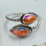 Pink Dahlia Turquoise 925 Sterling Silver ADJ Bypass Ring (REXT51-153)