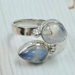 Rainbow Moonstone 925 Sterling Silver ADJ Bypass Ring (REXT51-160)