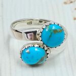 Kingman Turquoise 925 Sterling Silver ADJ Bypass Ring (REXT51-162)