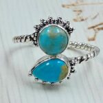 Kingman Turquoise 925 Sterling Silver ADJ Bypass Ring (REXT51-169)