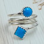 Kingman Turquoise 925 Sterling Silver ADJ Bypass Ring (RS38-20)