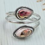 Red Rose Dahlia Turquoise 925 Sterling Silver ADJ Bypass Ring (RS38-22)