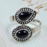 Black Onyx 925 Sterling Silver ADJ Bypass Ring (RS38-36)