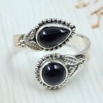Black Onyx 925 Sterling Silver ADJ Bypass Ring (RS38-47)