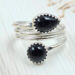 Black Onyx 925 Sterling Silver ADJ Bypass Ring (RS38-54)