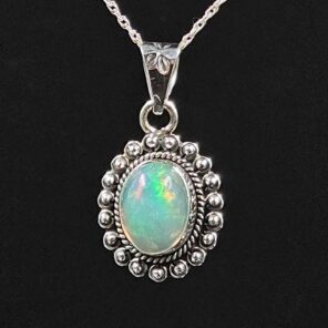 Ethiopian Opal 0.75" 925 Sterling Silver Pendant (REXT117-40)