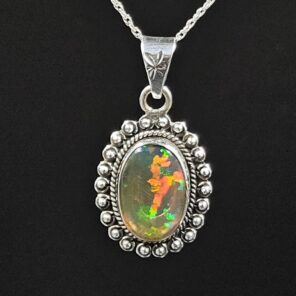 Ethiopian Opal 1" 925 Sterling Silver Pendant (REXT117-45)