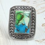 Peacock Dahlia Size US 10 925 Sterling Silver Ring (RS62-337)