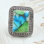 Peacock Dahlia Size US 7 925 Sterling Silver Ring (RS62-247)