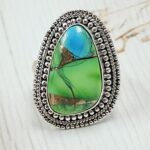 Peacock Dahlia Size US 8 925 Sterling Silver Ring (RS62-303)