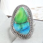 Peacock Dahlia Size US 7 925 Sterling Silver Ring (RS62-241)