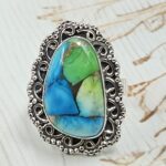 Peacock Dahlia Size US 8 925 Sterling Silver Ring (RS62-291)