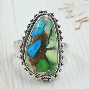 Peacock Dahlia Size US 9 925 Sterling Silver Ring (RS62-316)