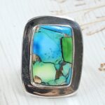 Peacock Dahlia Size US 8 925 Sterling Silver Ring (RS62-296)