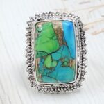 Peacock Dahlia Size US 8 925 Sterling Silver Ring (RS62-305)