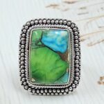 Peacock Dahlia Size US 7 925 Sterling Silver Ring (RS62-244)