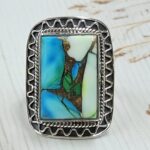 Peacock Dahlia Size US 9 925 Sterling Silver Ring (RS62-311)
